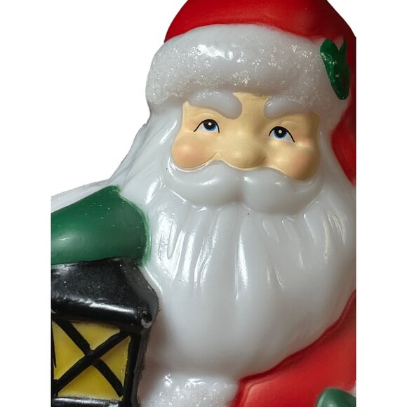 Holiday Time 11 Inch Blow Mold Tabletop Santa With Lantern Lights Up Ages 14+ - Picture 4 of 12